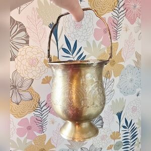 Brass Decorative Hanging Planter Bucket - Gold Finish